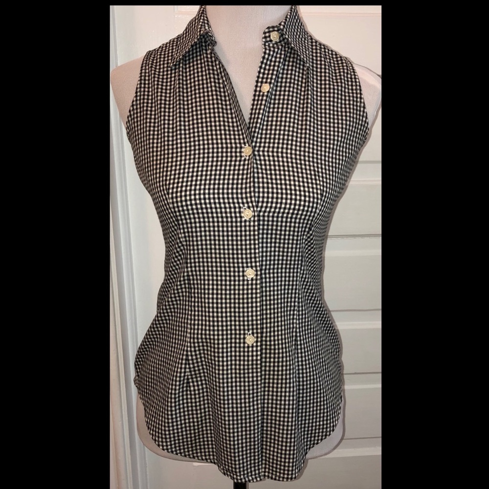 Ann Taylor Loft Gingham Check Sleeveless Shirt, Sz XS